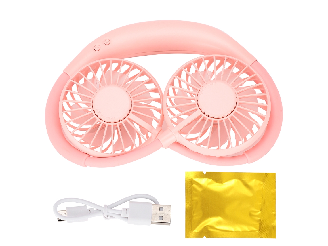 Ventilador Usb De Cuello Portátil Deportivo Plástico Mini Colgante 3 Velocidades Led Recargable
