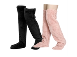 2 Pares De Calcetines Por Encima De La Rodilla, Calcetines Altos Cálidos De Invierno, Calentadores De Piernas Cálidos (rosa Nude - Negro) Cuich