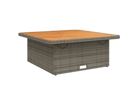Mesa de jardín ratán PE y madera acacia gris VIDAXL (110x110x71 cm)