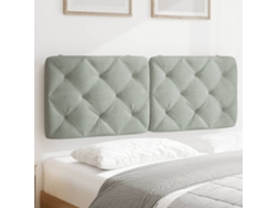 Cabecero de cama acolchado terciopelo gris claro 140 cm