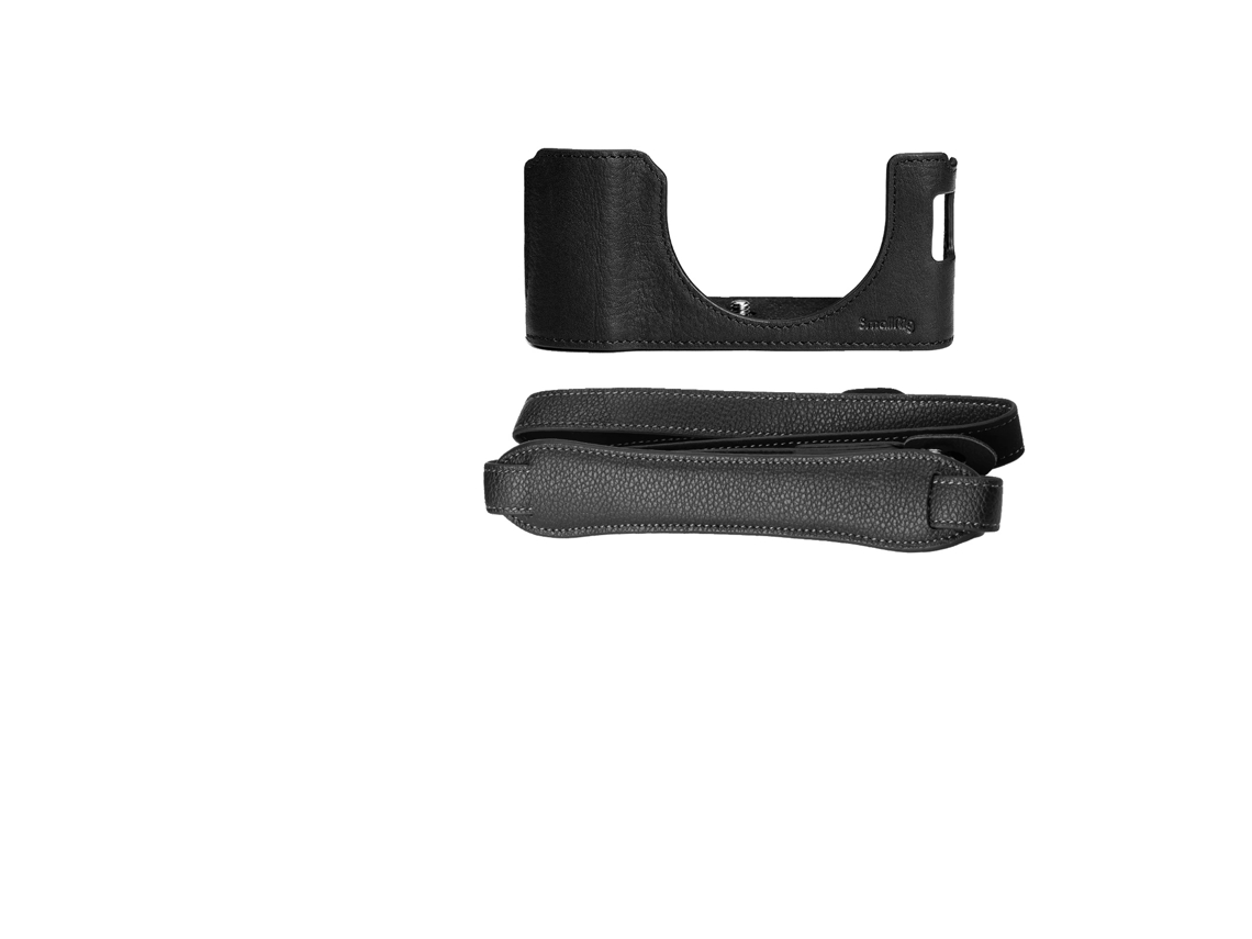 Tapa para cámara de media longitud, cuero resistente, fácil acceso a las funciones, color negro 4700