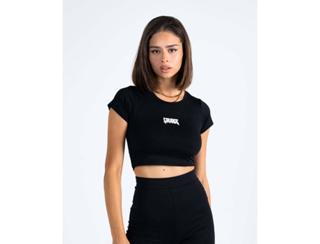 T-shirt Básica SAVAGE Crop Top Poliamida Mujer (L - Negro)