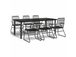 Maison Exclusive - Juego De Comedor Para Jardín 7 Piezas Ratán Pvc Negro