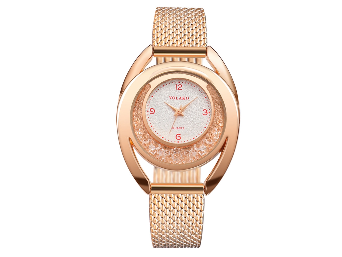 Reloj De Pulsera Sencillo De Cuarzo Para Mujer Yolako Con Perlas Flotantes (rojo)