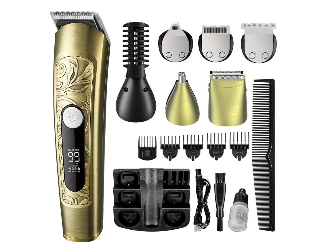 Cortadoras De Pelo Inalámbricas Para Hombres, Kit De Recortador De Barba 6 En 1 Recargable Y Resistente Al Agua