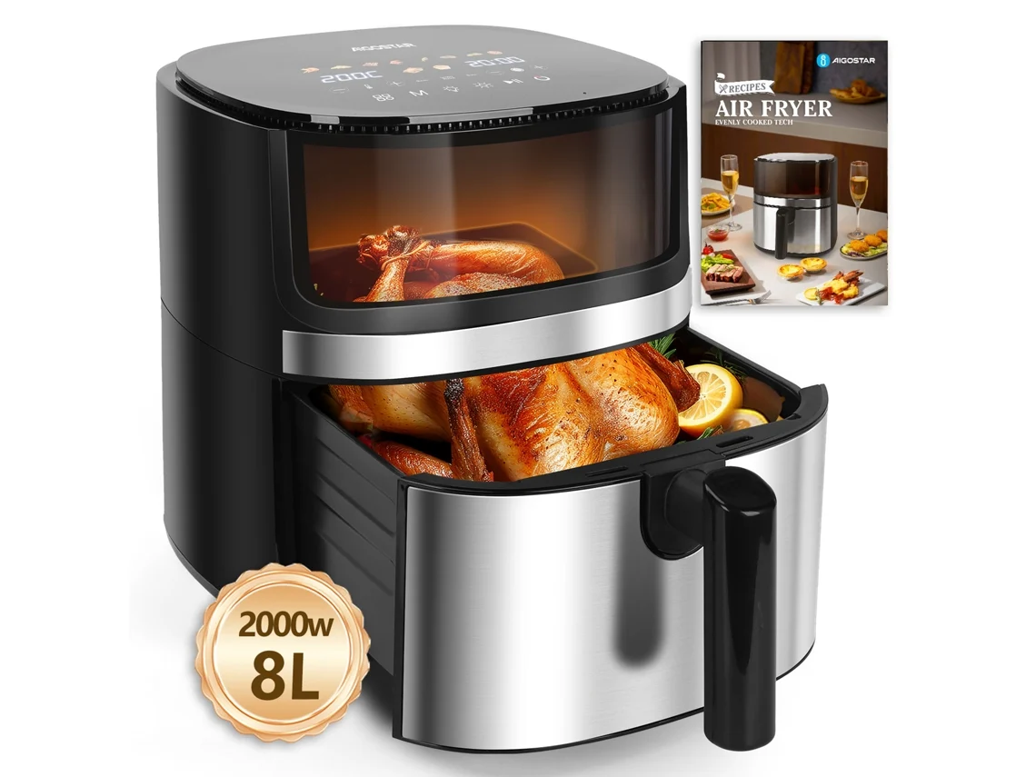Freidora De Aire De Aigostar Air Master X (2000w, Con Ventana Visible, Calentamiento Superior E Inferior)