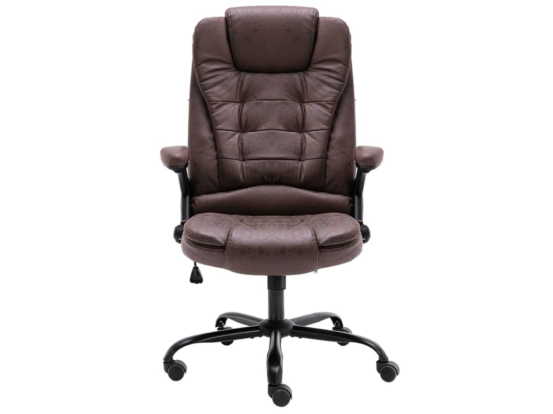 Silla De Oficina | Silla De Trabajo | Silla De Escritorio De Piel De Ante Sintética Marrón Oscuro Wsd188981