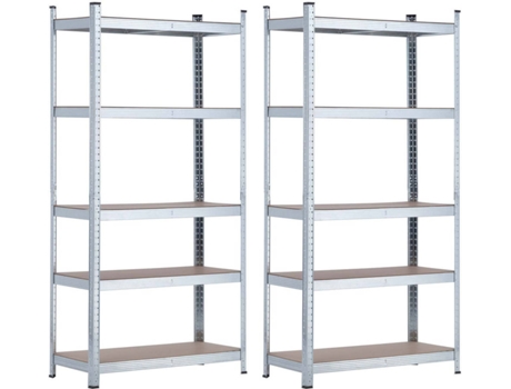Garden House Garage 91 pack 2 estanteras modulares galvanizadas 5 baldas ajustables 180x90x40cm 875kg gh91 conjunto 02057 plateado galvanizado 90x40x180