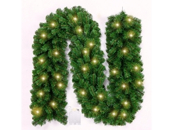 Guirnalda artificial de 2,7 m con 50 LED, decoración verde para interiores y exteriores.