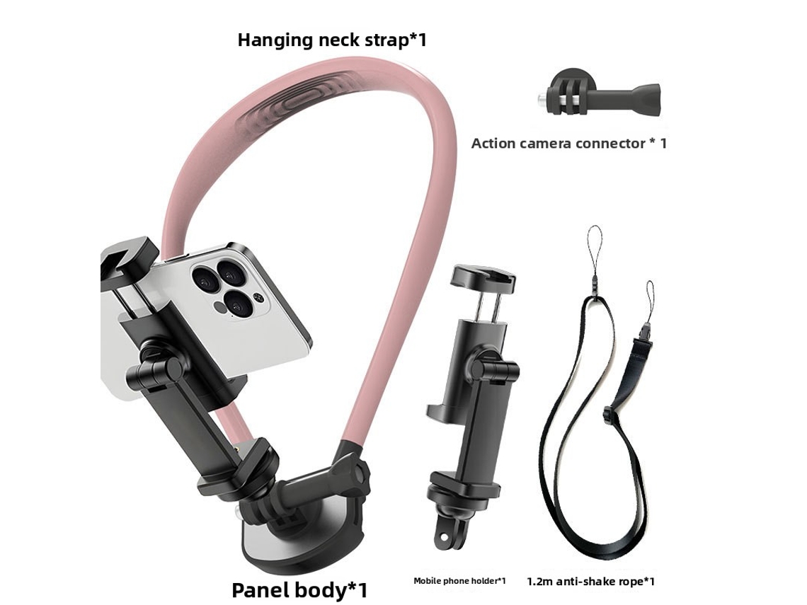 Soporte de cuello para celulares, para iPhone/Samsung/Huawei/Xiaomi, para grabación y transmisión en vivo - Rosa Digitallab