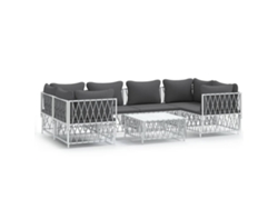 Maison Exclusive - Juego De Muebles De Jardín 7 Piezas Acero Y Cojines Blanco