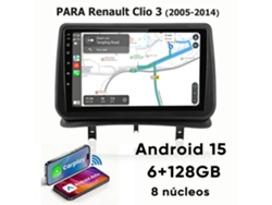 Radio Para Coche Android 15 De 9 Pulgadas (6 Gb + 128 Gb) — Wifi Y Bt 5.0 — Para Renault Clio Iii (2005–2014) — Hexinex Carplay