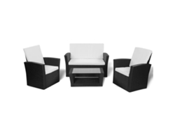 Conjunto 4 de muebles de jardín VIDAXL y cojines ratán sintético negro