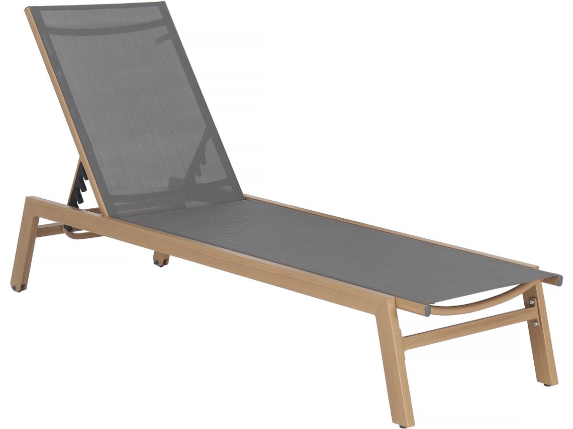 Chaise longue Elysia de aluminio con efecto madera gris - Habitat Et Jardin
