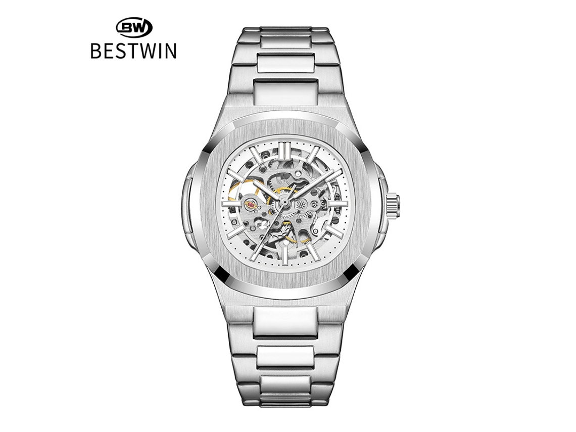 Reloj Mecánico Luminoso Esqueletizado De Doble Cara Para Hombre (blanco)