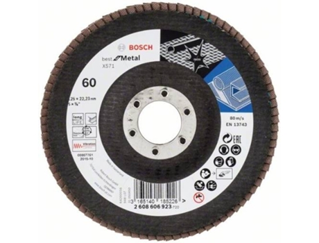 Disco de Lija BOSCH en Lamelas X571 - Best para Metal D= 125 mm; G= 60 - Acodado