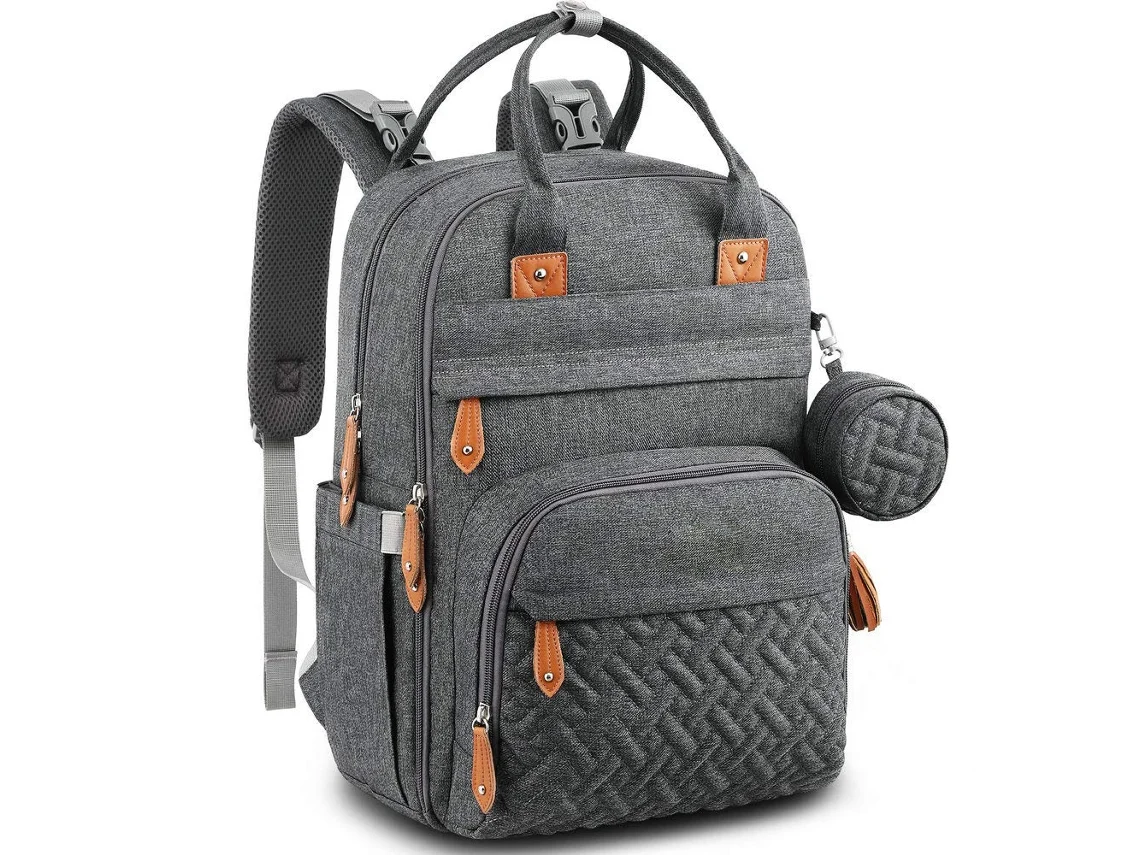 Bolsa Mamá Madre y Bebé CUICH Mochila para Cambio de Bebé, Bolsa para Pañales con Cambiador Gris Oscuro CUICH