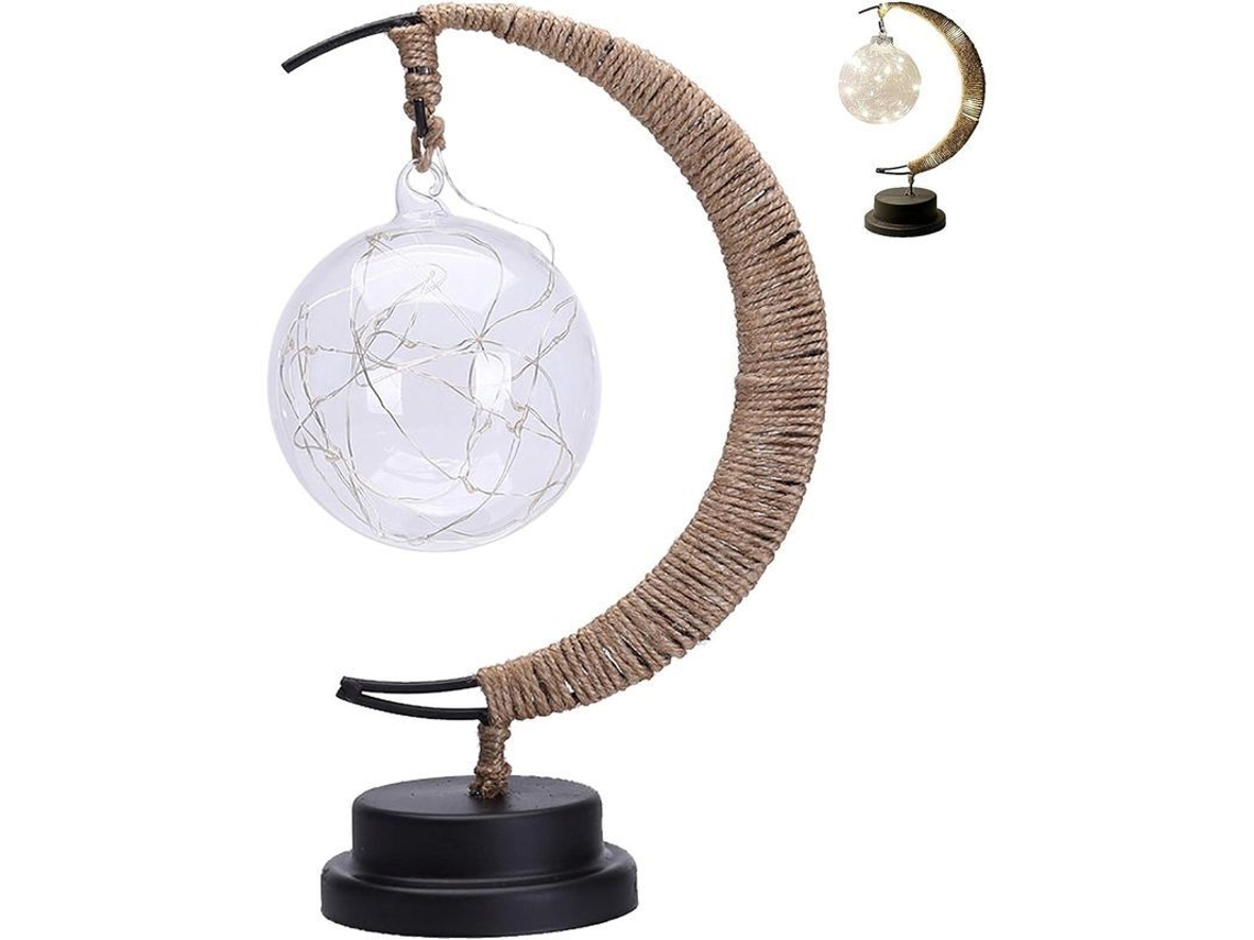 Lámpara De Luna Encantada Led, Luz Nocturna De Estrella Y Luna, Galaxia Con Marco De Metal.