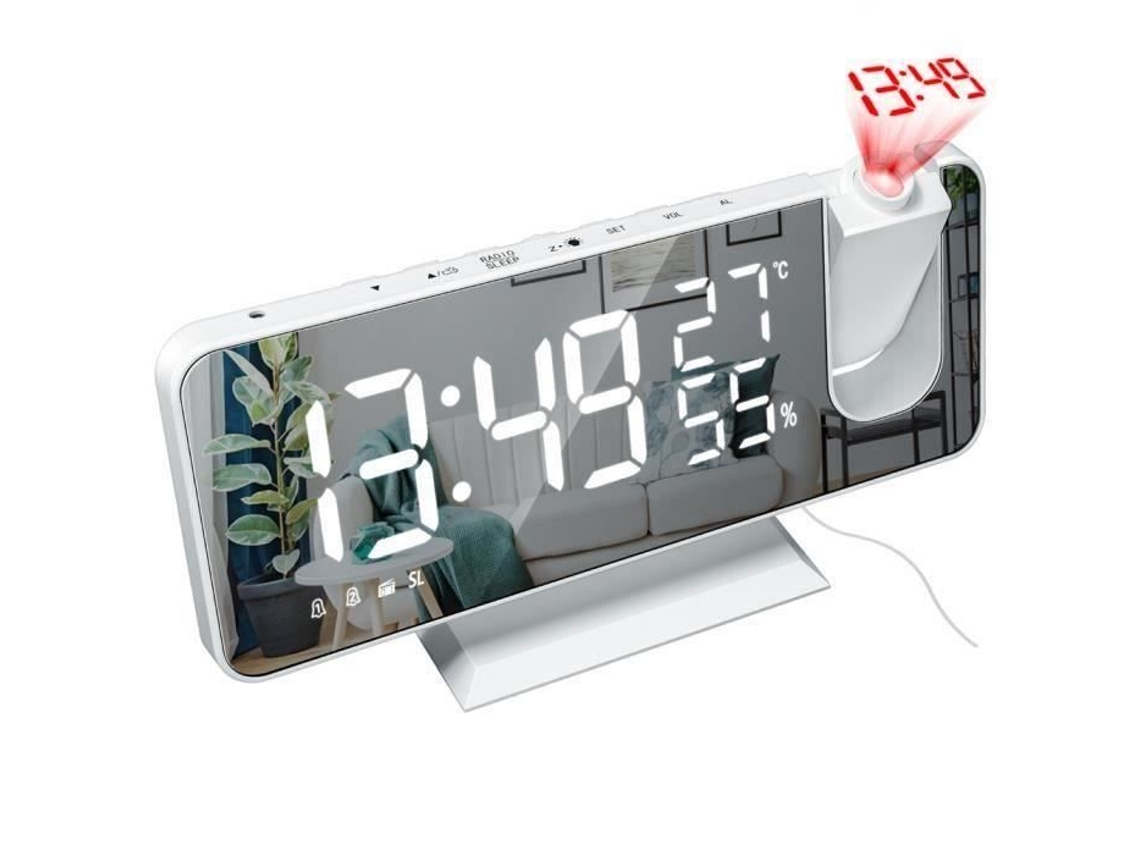 Radio reloj con proyección de superficie de espejo