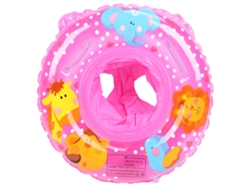 Flotador Hinchable Con Asiento Para Bebés De 6 A 36 Meses, Estampado De Animales De Dibujos Animados, Rojo Y Rosa.