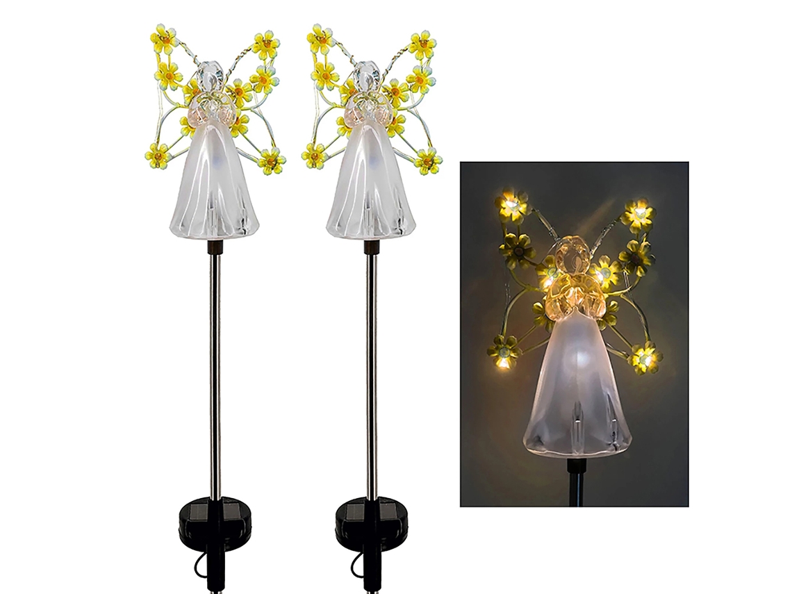 Kit con 2 luces LED solares con forma de ángel para jardín exterior, impermeables, para decoración de Halloween y Navidad (2026)