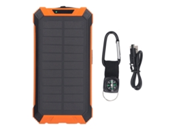 Banco de energía solar portátil de 20000 mAh y 20 W, carga rápida, batería externa, linterna dual y brújula para camping, color naranja