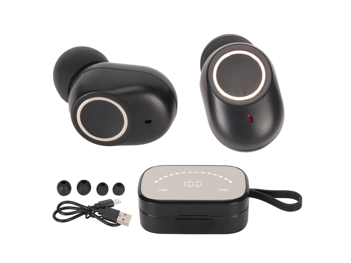 Auriculares Inalámbricos Bluetooth Intrauditivos, Resistentes Al Agua Ipx7, Con Graves Potentes, Estuche De Carga Y Pantalla Digital - Negro
