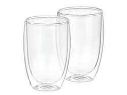 Juego de 2 vasos CHEFFINGER de 350 ml de doble pared en vidrio de borosilicato transparente