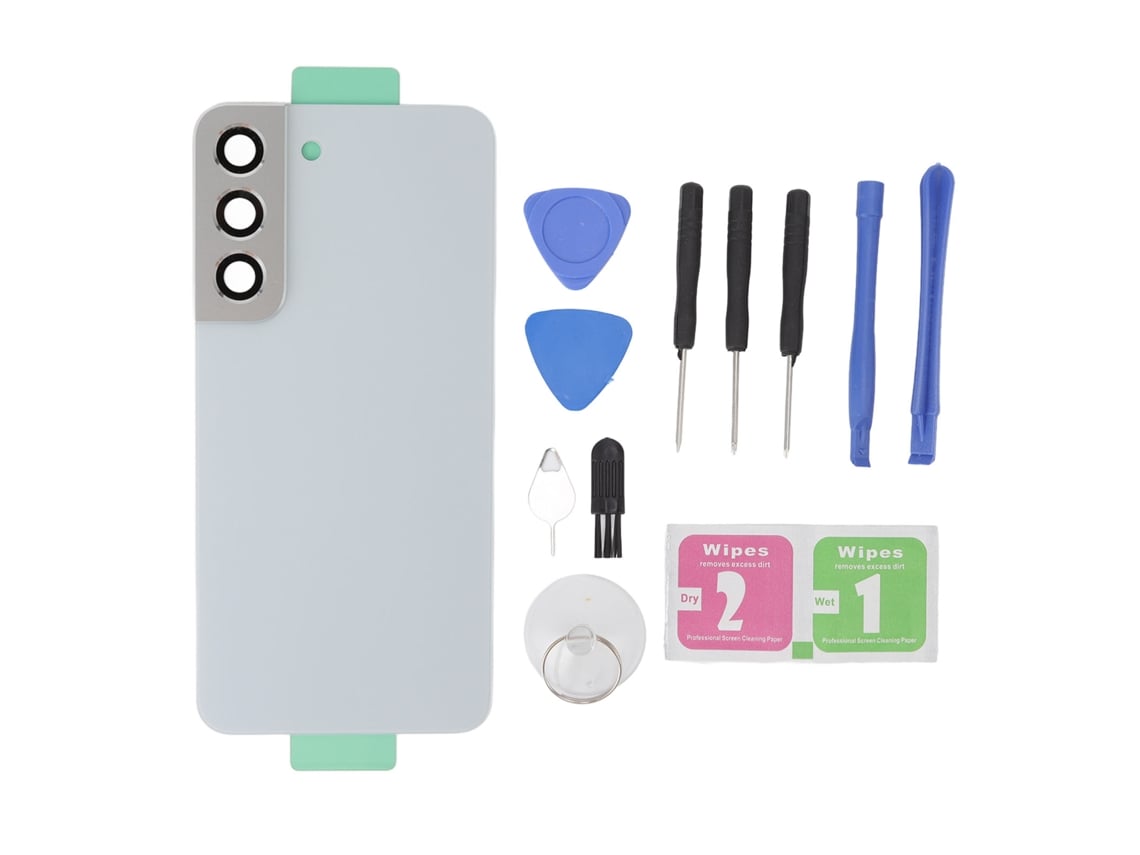 Cubierta Trasera De Cristal Con Lente De Cámara Preinstalada Y Kit De Reparación Para Samsung Galaxy S22 S901u S901f Blanco