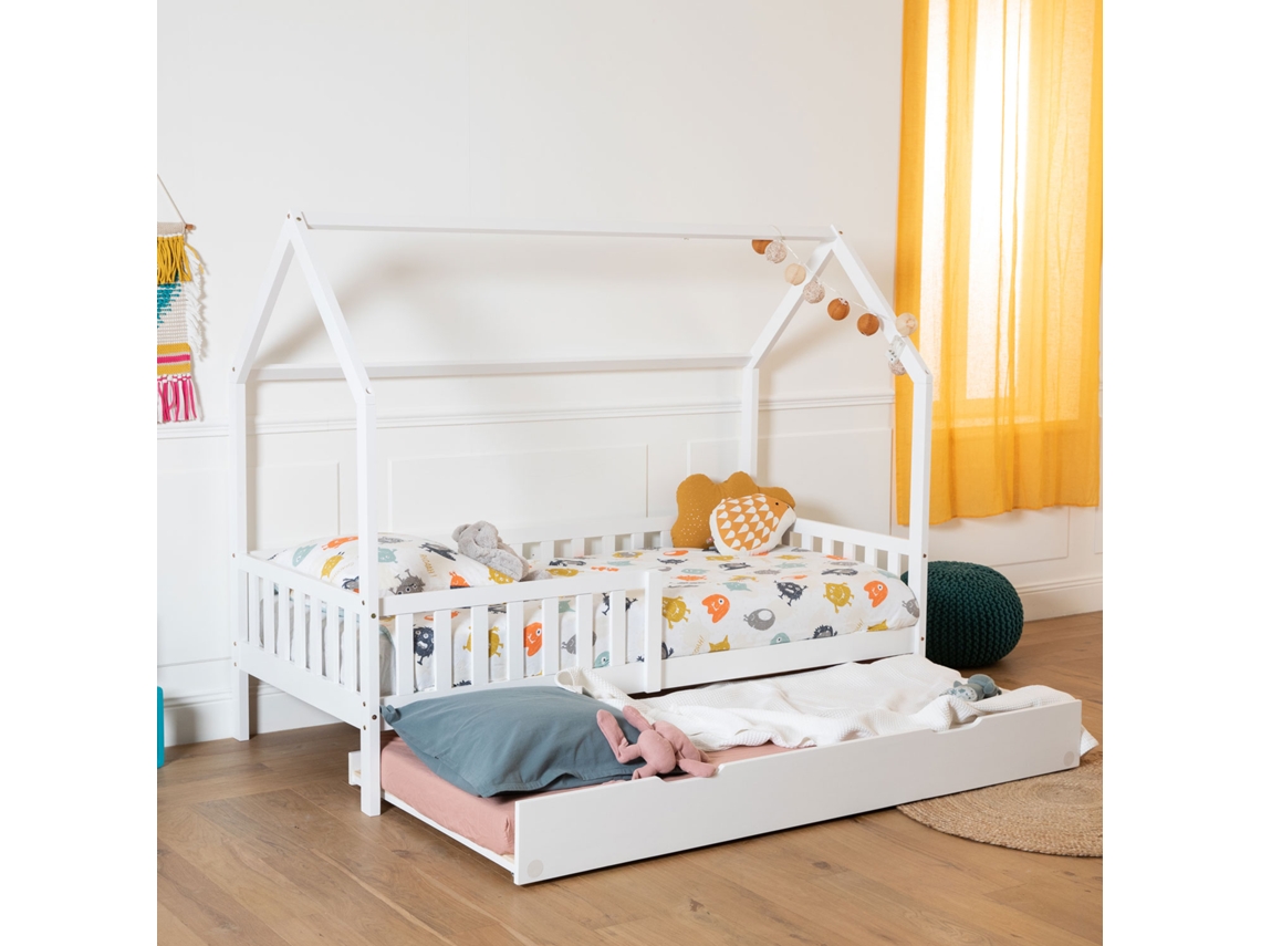 HAPPY GARDEN Cama Marceau (Madera - Blanco 197 x 98 x 162 cm)