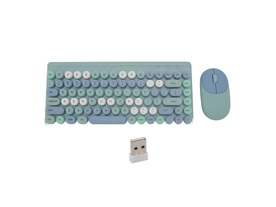 Conjunto De Teclado Y Ratón Inalámbricos Con 86 Teclas, Receptor Usb, Estilo Retro Para Juegos, Plug And Play Para Pc/portátil Os X, Azul