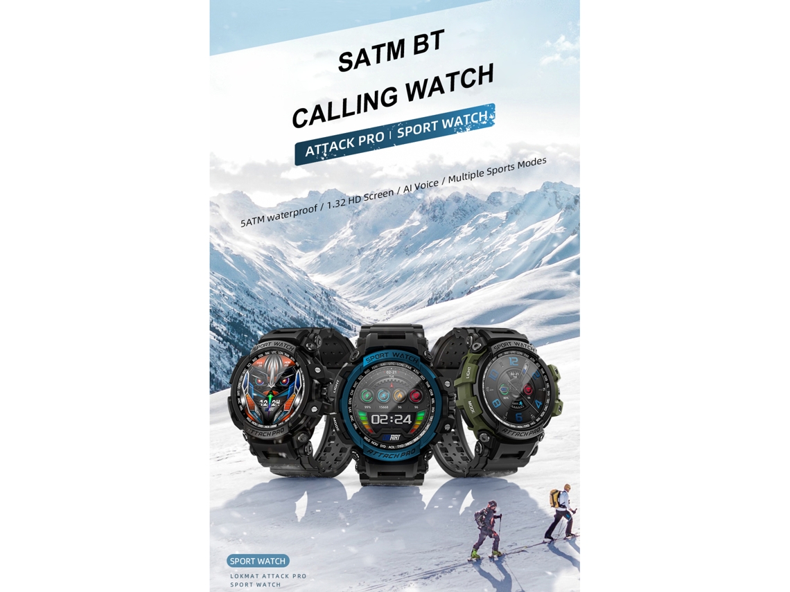 Reloj Inteligente Lokmat Attack Pro, Monitor De Salud, Ip68, Bluetooth, Batería De Larga Duración, Compatible Con Android E Ios.