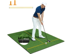Tapete de golf 3 en 1 Tapete de golf de césped sintético 2 asientos de golf/2 varillas de posicionamiento 3 asientos perforados COSTWAY