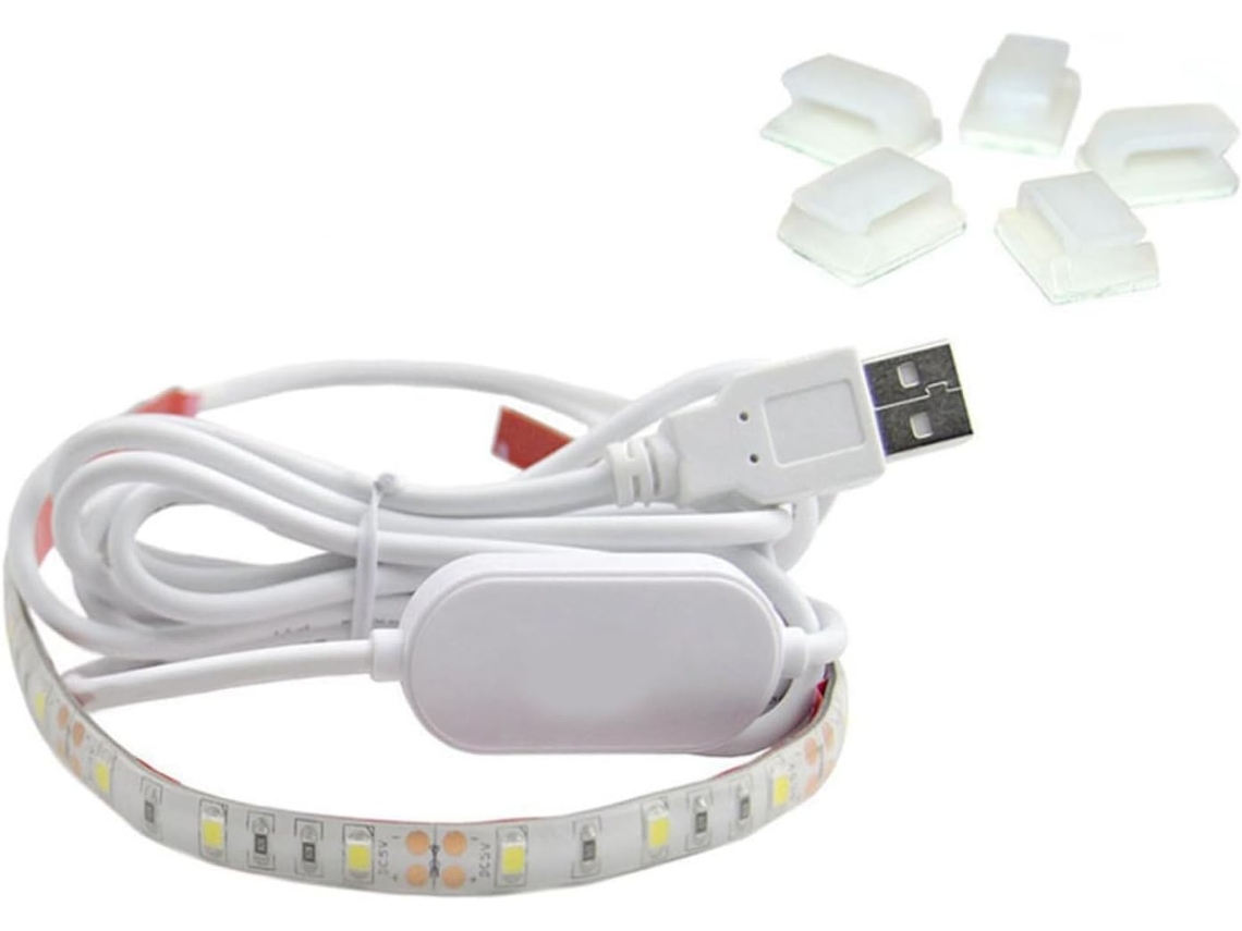 Tira De Luces Led Usb Fácil De Instalar Y Desmontar Para Máquina De Coser, Color Blanco, 2 Metros.