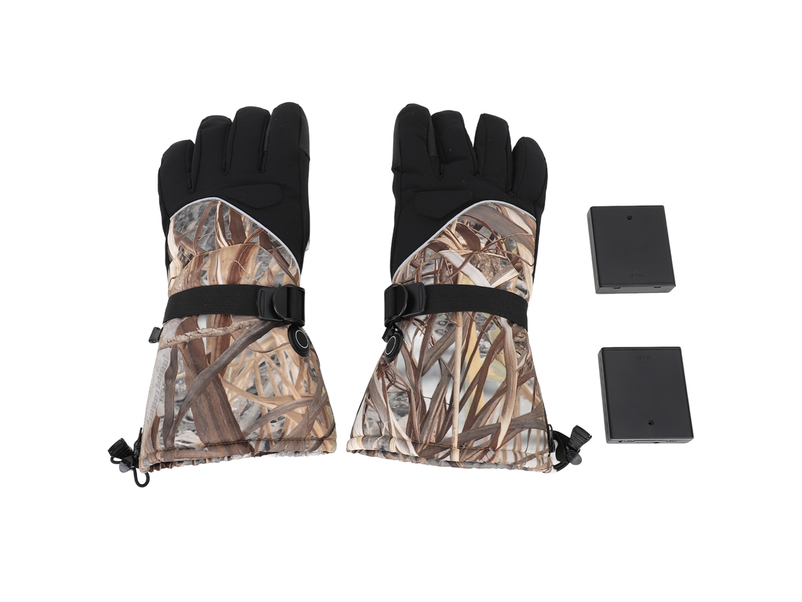 Guantes calefactables para hombre y mujer, impermeables, táctiles, de invierno, 3 niveles ajustables, con compartimento para pilas, ideales para esquí, ciclismo, pesca y camuflaje.