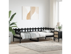 Sofá Cama Sin Colchón Madera Maciza De Pino Negro 80x200 Cm