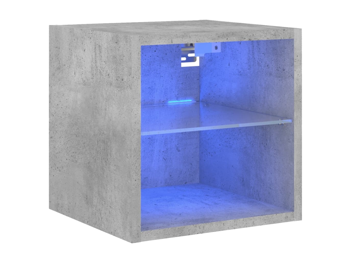 Maison Exclusive - Mueble De Tv De Pared Con Luces Led Gris Hormigón 30x28,5x30 Cm