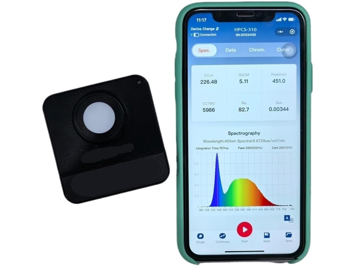 Espectrómetro De Luz Hpcs310 Cct Cri Luxómetro 380-780 Nm Para Pruebas De Led