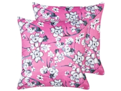 Juego de cojines decorativos BELIANI Koeleria de Terciopelo Rosa 45x45x15