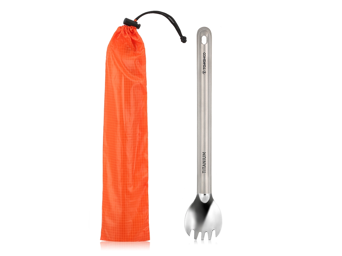 Cuchara/tenedor De Titanio Ligero Con Mango Largo Para Acampar, Hacer Senderismo Y Picnics Tomshoo