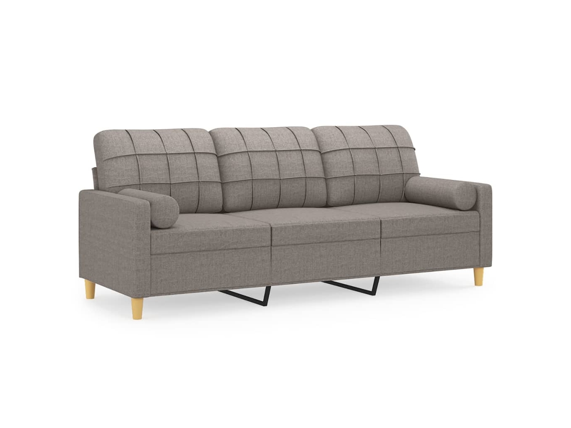 Maison Exclusive - Sofá de 3 plazas + cojines, decorativo, 180 cm, tela gris-marrón