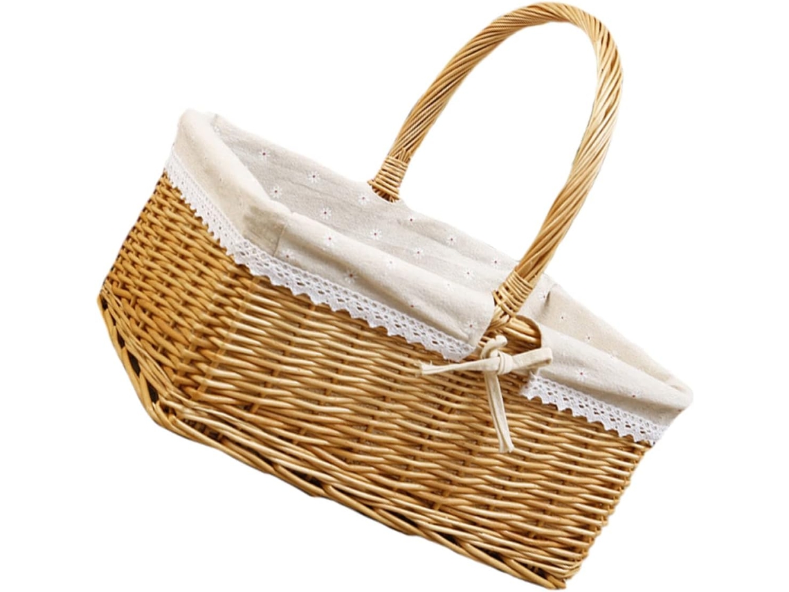 Cesta Cuadrada Tejida Para Frutas Y Verduras, Cesta De Picnic
