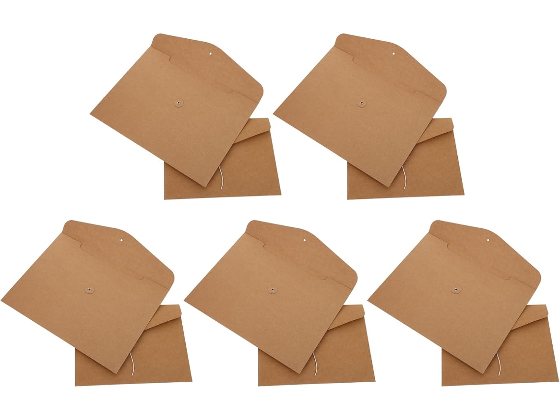Paquete De 10 Fundas Para Documentos, Tamaño A4 Y A5, Papel Kraft Natural, Cierre Con Cordón.