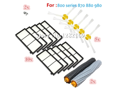 10 filtros Hepa, 5 cepillos laterales, 2 cepillos extractores de residuos sin enredos para robot limpiador Irobot Roomba 800 Series 870 880 980