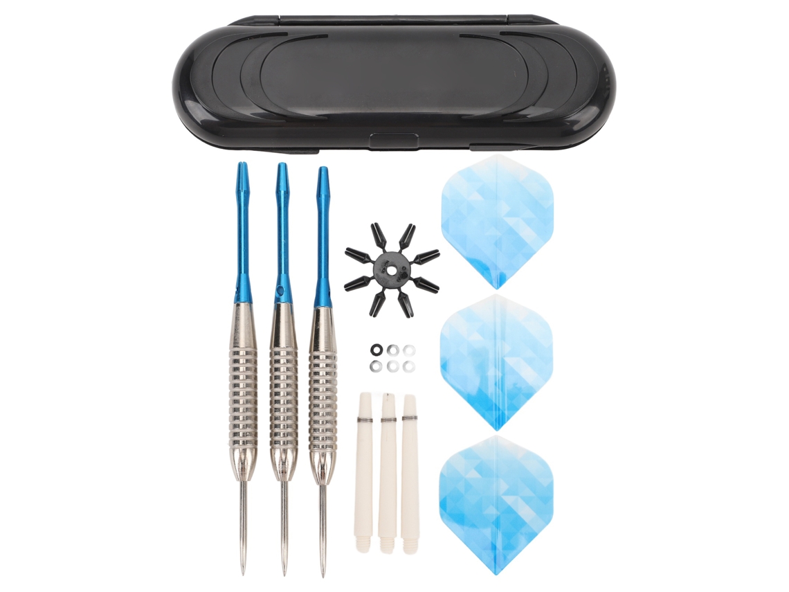 Ycnm-juego De Dardos Con Punta De Acero, Dardos Profesionales Con Punta De Metal, Eje De Aluminio, Plumas De Pet Y Estuche De Almacenamiento, Color Azul.