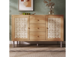 Cómoda Countryside De Roble, 120x40x75cm, 2 Puertas, 3 Cajones.