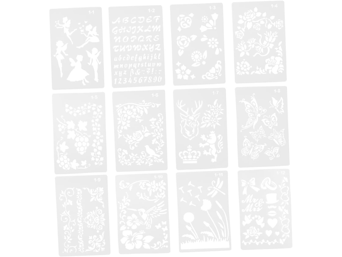 12 Piezas De Plantillas De Dibujo, Patrones, Pintura, Múltiples Diseños, Actividades Educativas