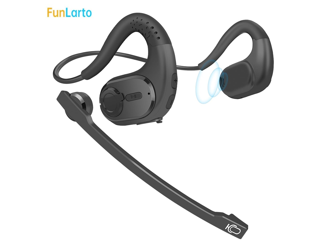 Auriculares Bluetooth Con Micrófono Desmontable, Diseño Abierto, Cancelación De Ruido, Color Negro.