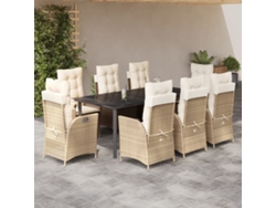 Juego de comedor de jardín de 9 piezas con cojines de mimbre beige de DKD Home Decor