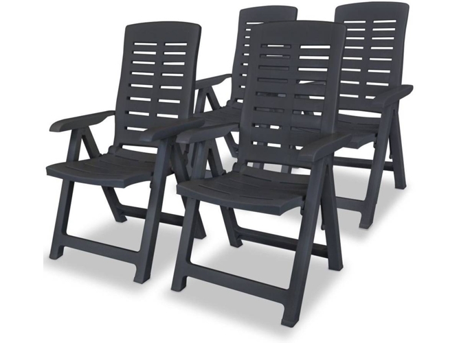 Conjunto 4 Silla Jardin VIDAXL Antracita Plástico